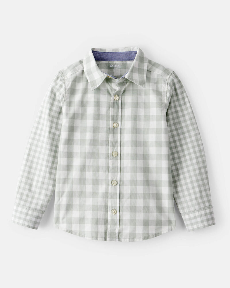 Toddler Boy Long-Sleeve Plaid Button Down Shirt - Green, image 1 of 4 slides