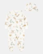 Baby 2-Piece 2-Way Zip Sleeper & Headwrap Set, image 1 of 3 slides