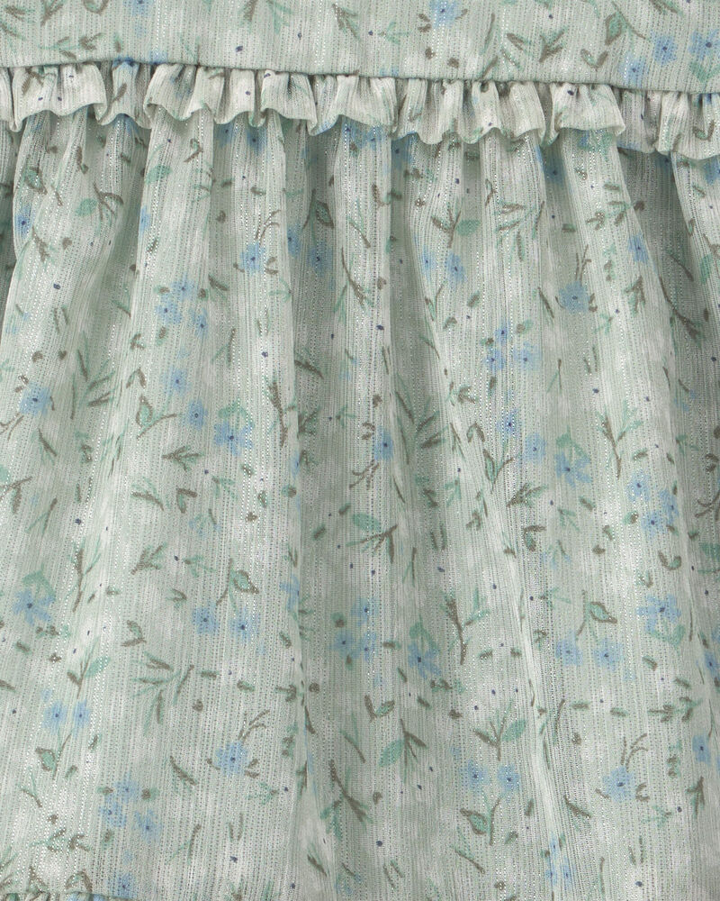 Baby Girl Floral Occasion Dress - Green, image 4 of 5 slides