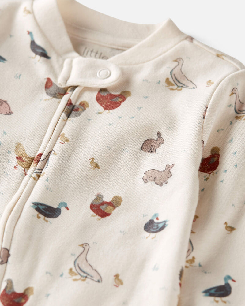 Baby Organic Cotton Sleep & Play Pyjamas in Barnyard Tails Print, image 2 of 4 slides