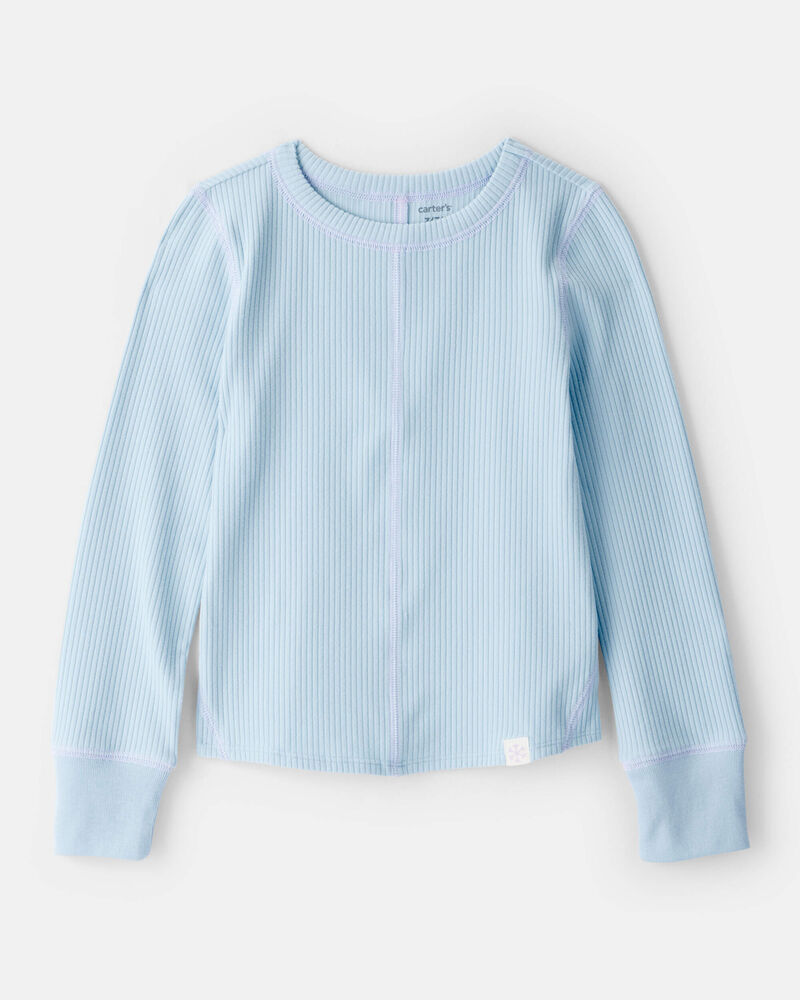 Girls Active Rib Long-Sleeve Top - Blue, image 1 of 3 slides