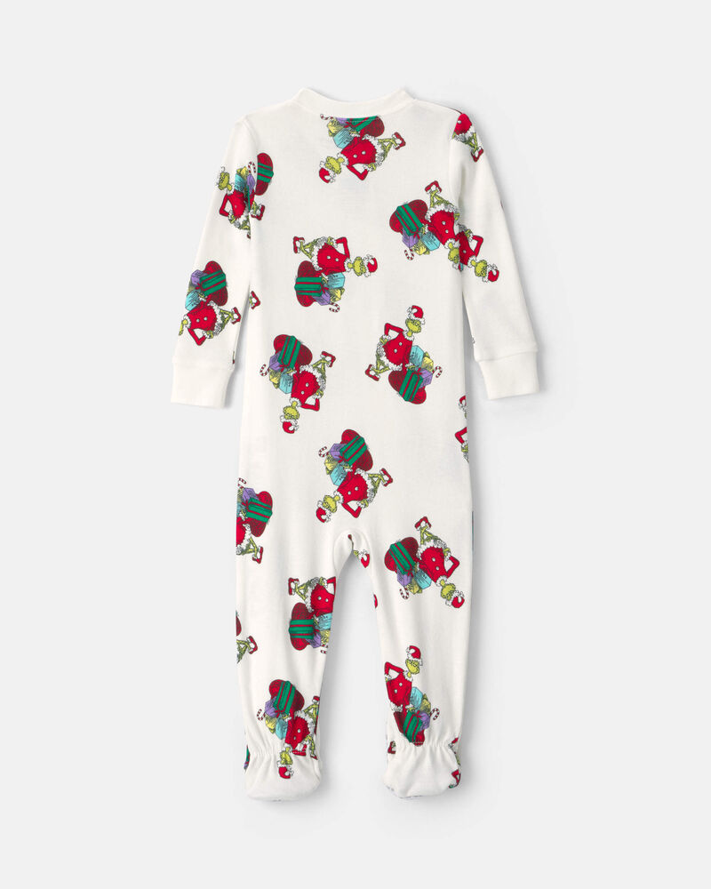 B&eacute;b&eacute; - Pyjama ajust&eacute; 1-pi&egrave;ce en 100&nbsp;% coton &agrave; fermeture &agrave; glissi&egrave;re double sens et pieds &agrave; motif Le Grincheux de Dr. Seuss de No&euml;l &ndash; Ivoire, image 2 sur 4 diapositives