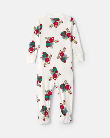 B&eacute;b&eacute; - Pyjama ajust&eacute; 1-pi&egrave;ce en 100&nbsp;% coton &agrave; fermeture &agrave; glissi&egrave;re double sens et pieds &agrave; motif Le Grincheux de Dr. Seuss de No&euml;l &ndash; Ivoire, 