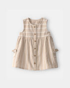 Baby Girl Stripe Sleeveless Dress - Khaki/Ivory, image 1 of 5 slides
