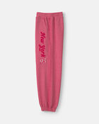 Girls 'New York' French Terry Joggers - Pink/Red, image 3 of 6 slides