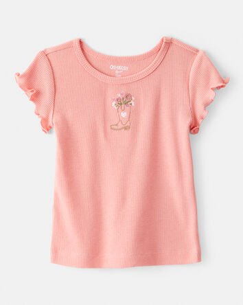 Bébé fille - Haut à manches courtes en coton Cowgirl Boot - Rose, 