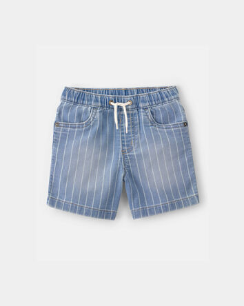 Tout-petit gar&ccedil;on - Short en denim &agrave; cordon de serrage et rayures - D&eacute;lav&eacute; clair, 
