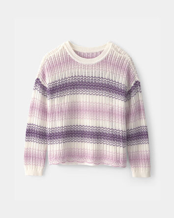 Girls Striped Sweater - Purple, 