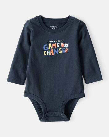 Bébé garçon - Cache-couche en coton à manches longues avec motif graphique – Bleu marine, 