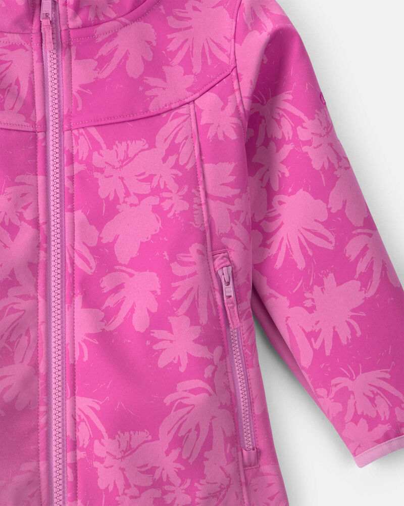 Girls Solid Rain Jacket with Water-Activated Print - Pink, image 3 of 4 slides