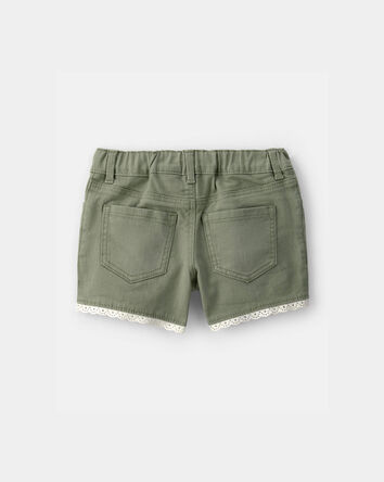 Toddler Girl Eyelet Trim Twill Shorts - Olive, 