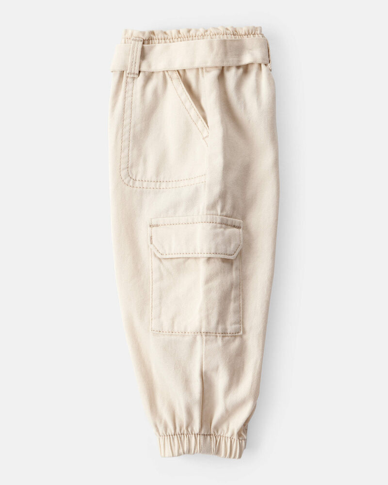 Baby Girl Cotton Cargo Joggers - White, image 3 of 5 slides