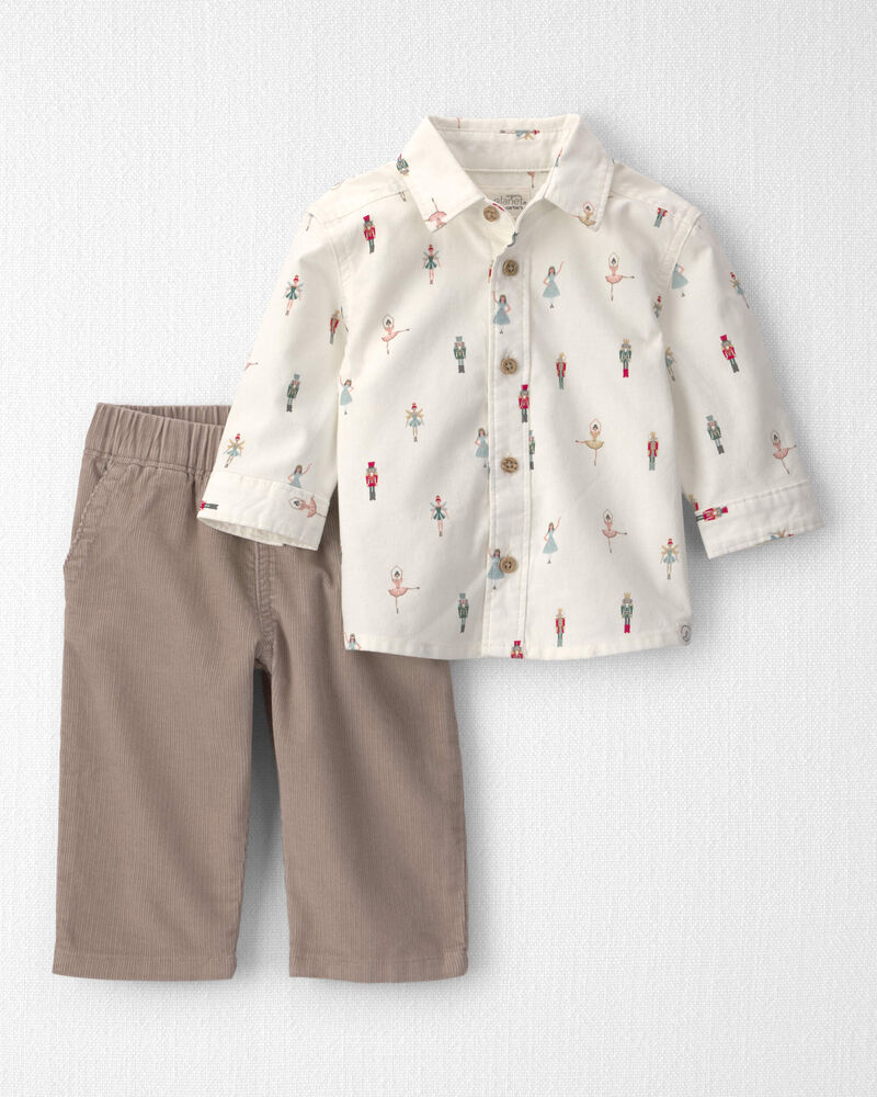 Baby Boy 2-Piece Organic Cotton Top & Pant Set in Nutcracker, image 1 of 5 slides