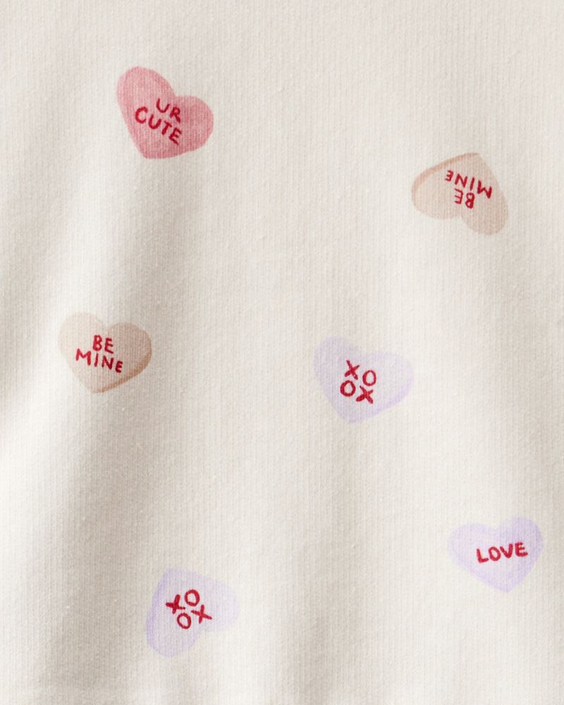 Toddler Girl DayDream Fleece Candy Heart French Terry Pullover & Pant Set - Cream, image 3 of 4 slides