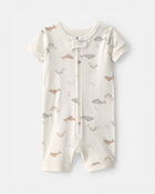 Toddler Whale 100% Cotton 1-Piece Romper Pyjama - Ivory, image 1 of 3 slides