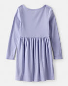 Girls Long Sleeve Cotton Dress - Blue, image 2 of 4 slides