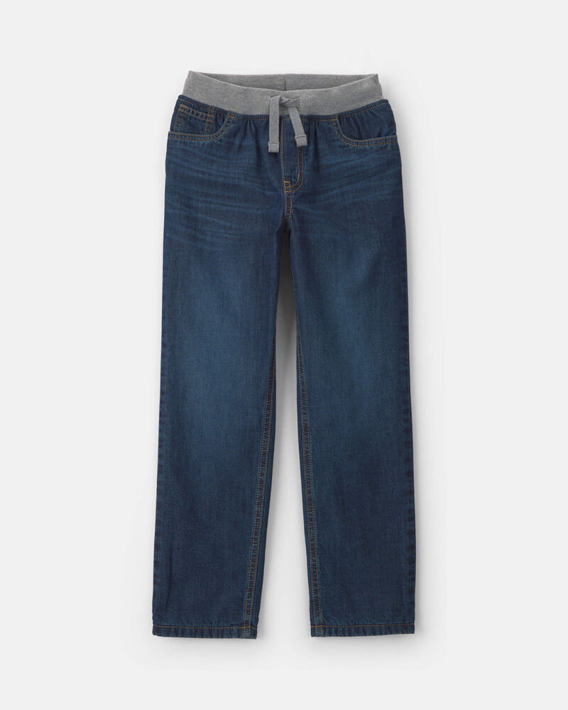 Boys Denim Pull-On Jeans - Dark Wash, image 1 of 5 slides