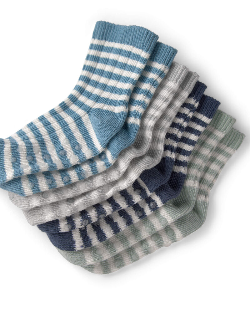 Toddler 4-Pack Striped Slip Resistant Socks Made with Organic Cotton, image 3 of 5 slides