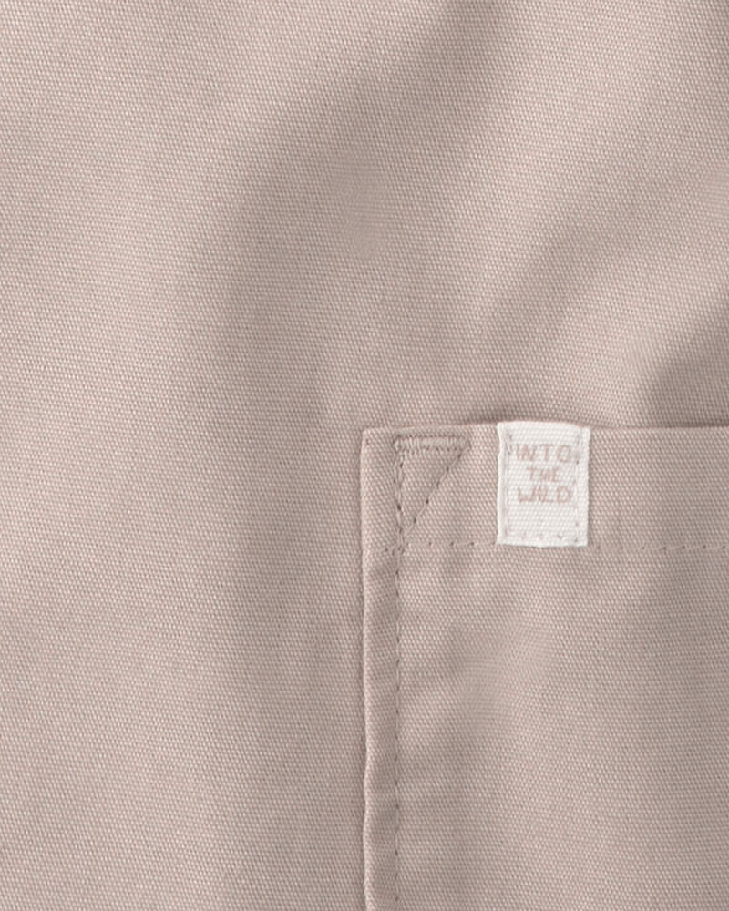 Baby Boy 2-Piece Solid Canvas Short-Sleeve Romper Set - Brown, image 2 of 3 slides