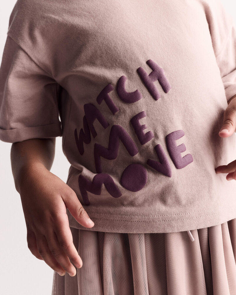 Tout-petit - T-shirt &agrave; manches roul&eacute;es &laquo;Watch Me Move&raquo; - Mauve, image 4 sur 6 diapositives