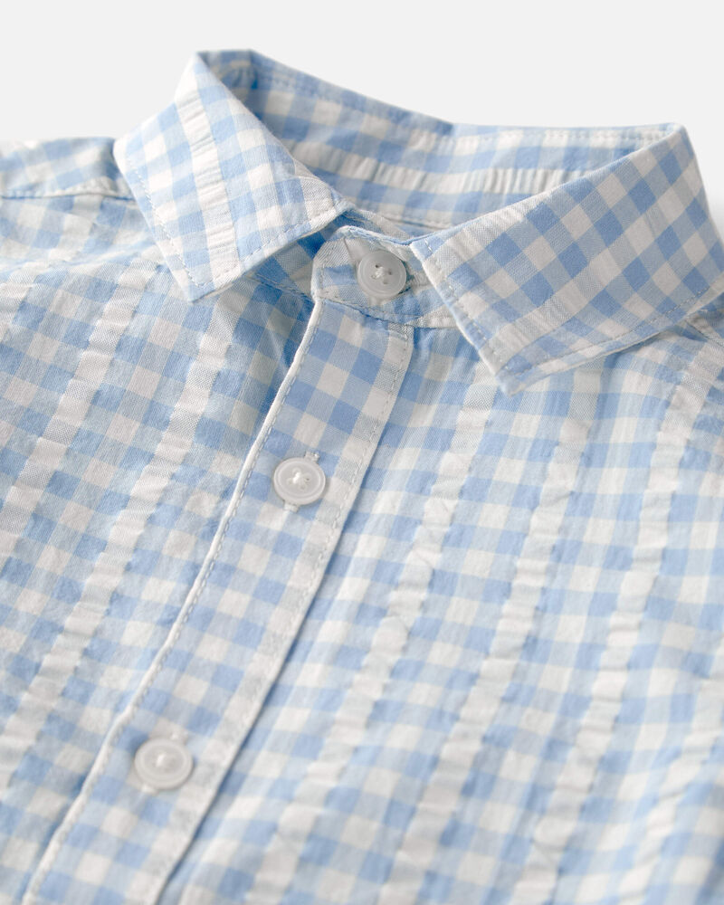 Boys Gingham Button-Front Shirt Made with Organic Cotton, image 2 of 4 slides