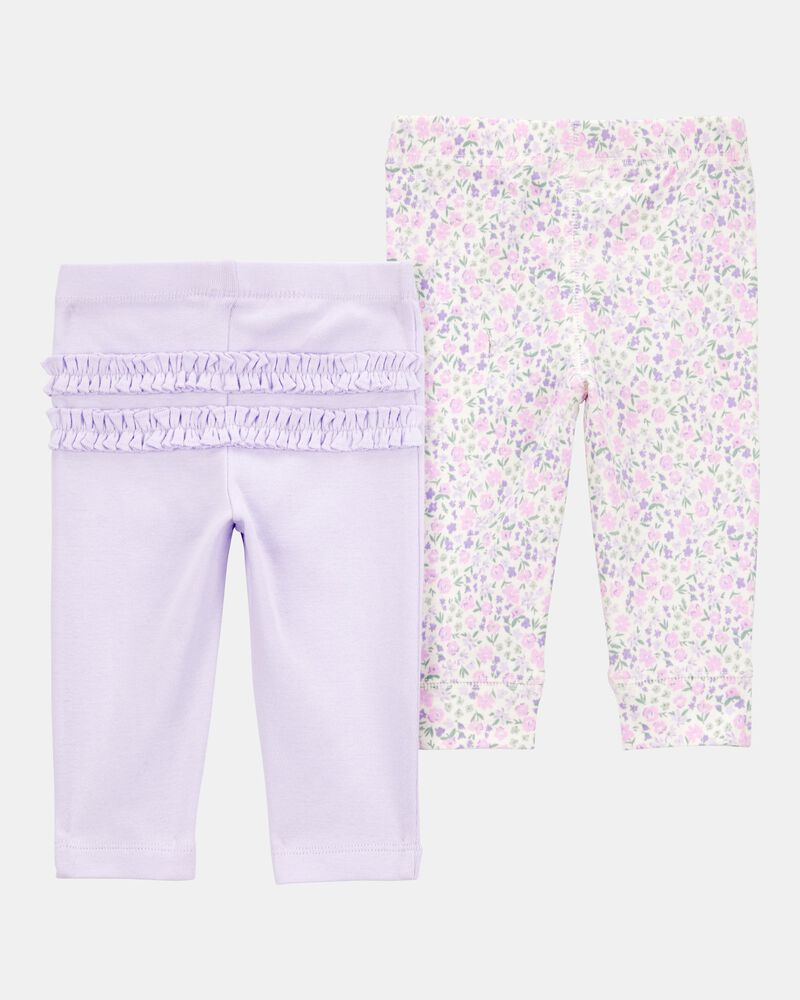 B&eacute;b&eacute; fille - Emballage de 2 pantalons &agrave; fleurs, image 2 sur 4 diapositives