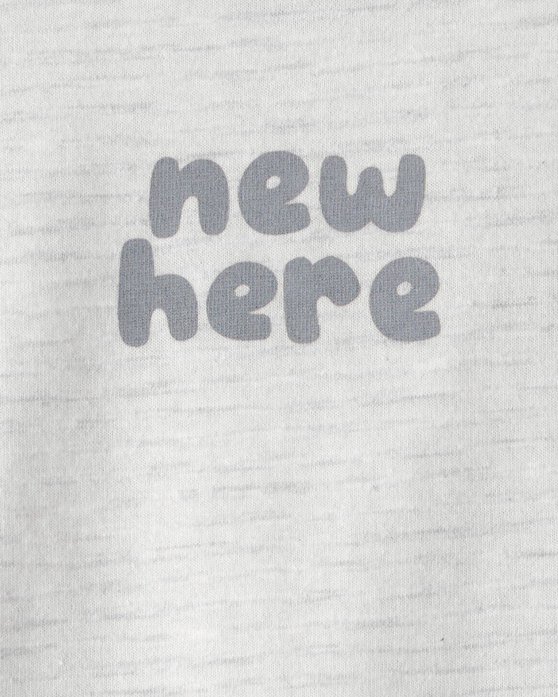 Baby 'New Here' Graphic Bodysuit - Grey, image 2 of 3 slides