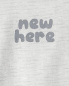 Baby 'New Here' Graphic Bodysuit - Grey, image 2 of 3 slides