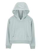 Kid Cropped Velour Hoodie - Blue, image 1 of 3 slides