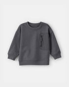 Baby Boy French Terry Zipper Pullover Sweatshirt - Grey, image 1 of 4 slides