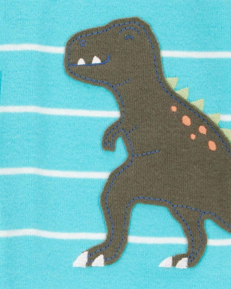 Baby 1-Piece Striped Dinosaur 100% Snug Fit Cotton Footless Pyjamas, image 2 of 3 slides