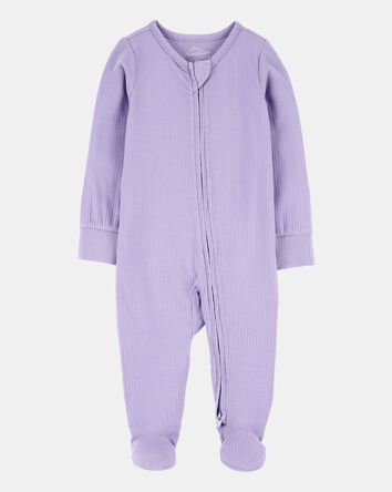 Baby Girl Solid 2-Way Zip PurelySoft Sleeper Pyjamas - Purple, 