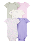 Baby Girl 5-Pack Floral Polka Dot Short-Sleeve Bodysuits, image 1 of 7 slides