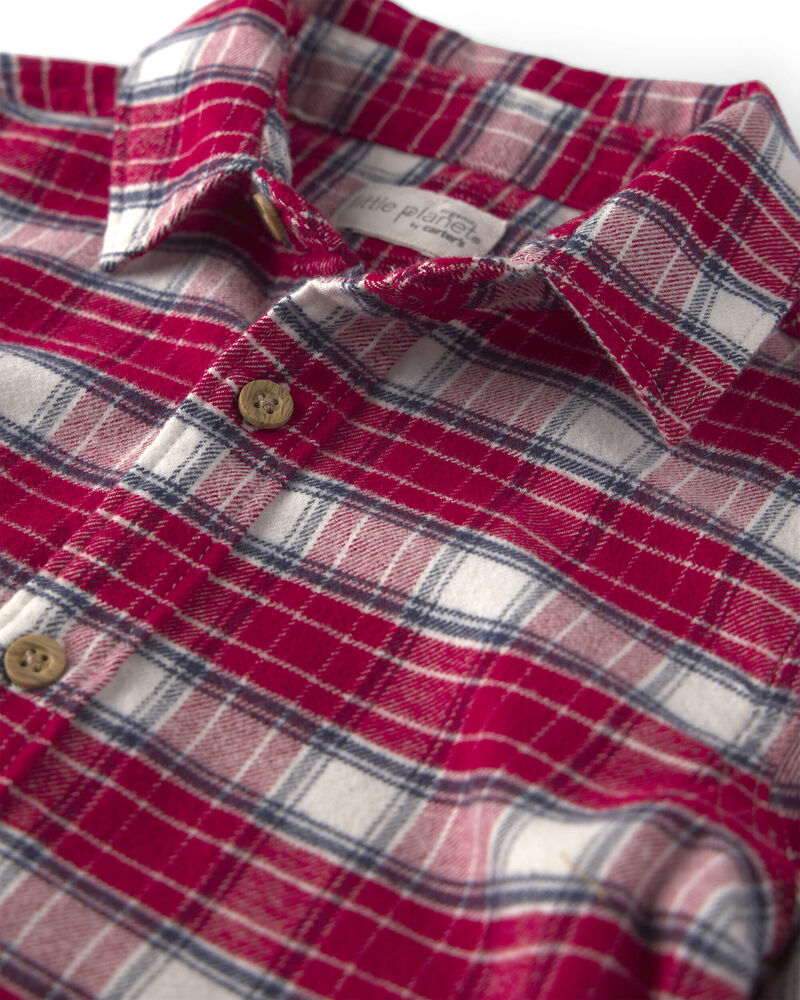 Boys Organic Cotton Flannel Button-Down Shirt, image 3 of 4 slides