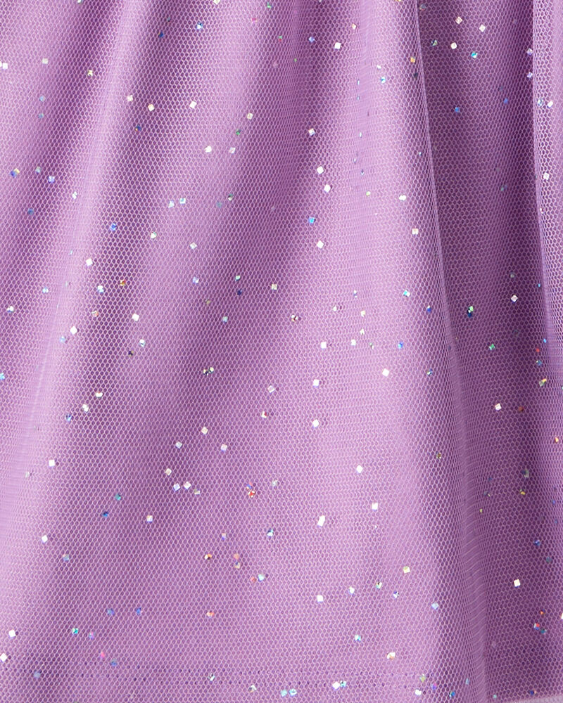 Kid 2-Piece Glitter Cat Tee & Tulle Tutu Skort Set, image 5 of 6 slides