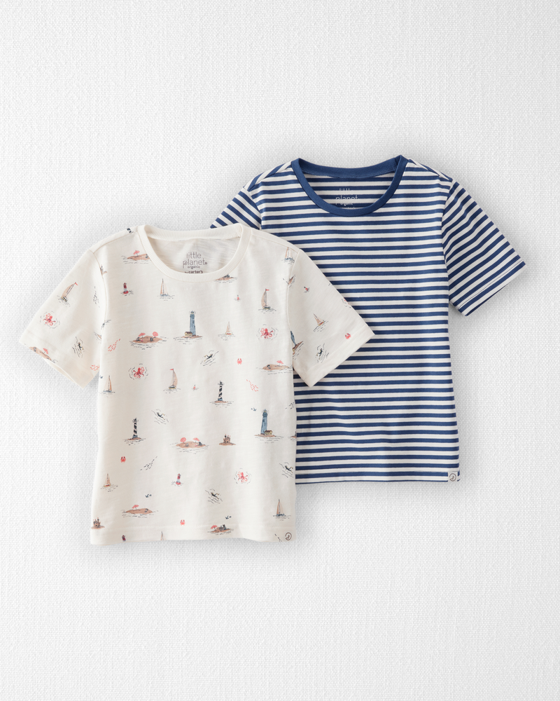 Toddler 2-Pack Organic Cotton Coastal Knit Tees, image 1 of 4 slides