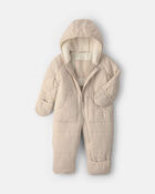 Baby Solid Quilted Pramsuit- Beige
, image 2 of 3 slides