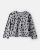 Filles - Haut &agrave; poche &agrave; motif papillon l&eacute;opard - Gris, image 1 sur 2 diapositives