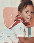 Toddler Girl Floral Short-Sleeve Twill Jumpsuit - Cream, image 5 of 8 slides