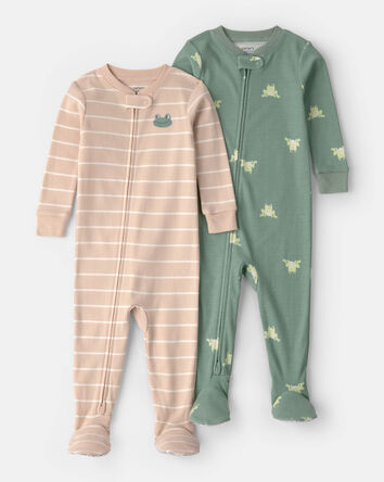 Baby 2-Pack Frog 100% Cotton Snug Fit 1-Piece pyjama - Green/Tan, 