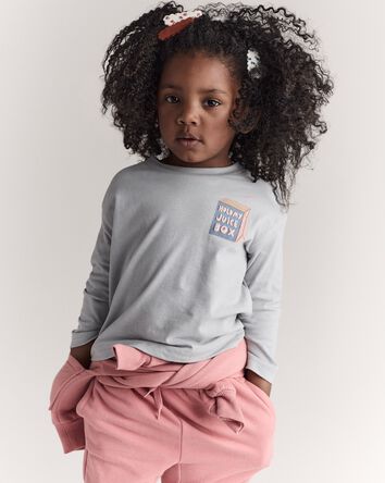 Toddler Hold My Juicebox Long-Sleeve Relaxed Graphic Tee - Light Blue, 