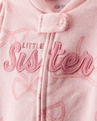Baby Girl Bow Print Loose Fit Long-Sleeve Sleeper - Pink, image 2 of 4 slides