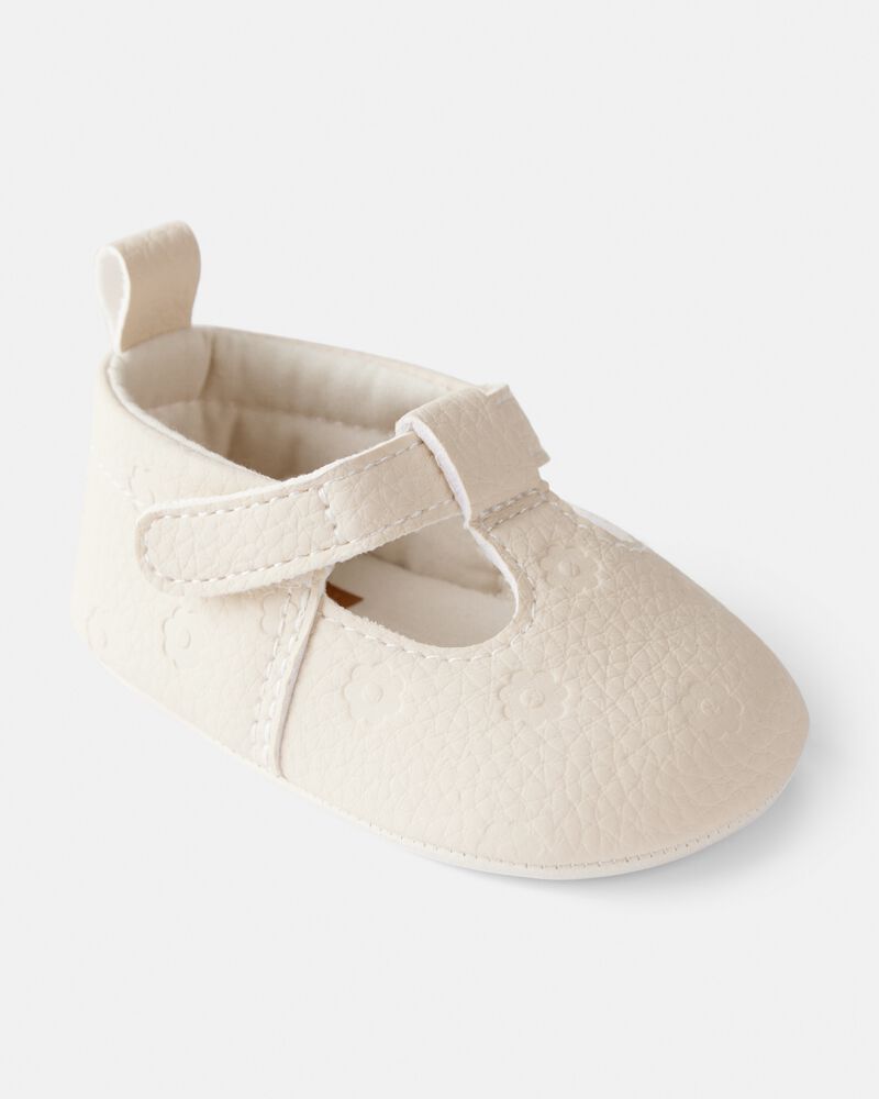 Baby Girl Flower Mary Jane Shoes - Cream, image 1 of 6 slides