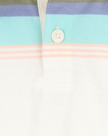 Baby Striped Polo Short-Sleeve Bodysuit - Cream, 