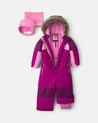 Toddler Girl 1 Piece Snowsuit- Purple, image 3 of 8 slides
