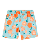 Boys Orange Fruit Swim Trunks - Blue, image 2 of 4 slides