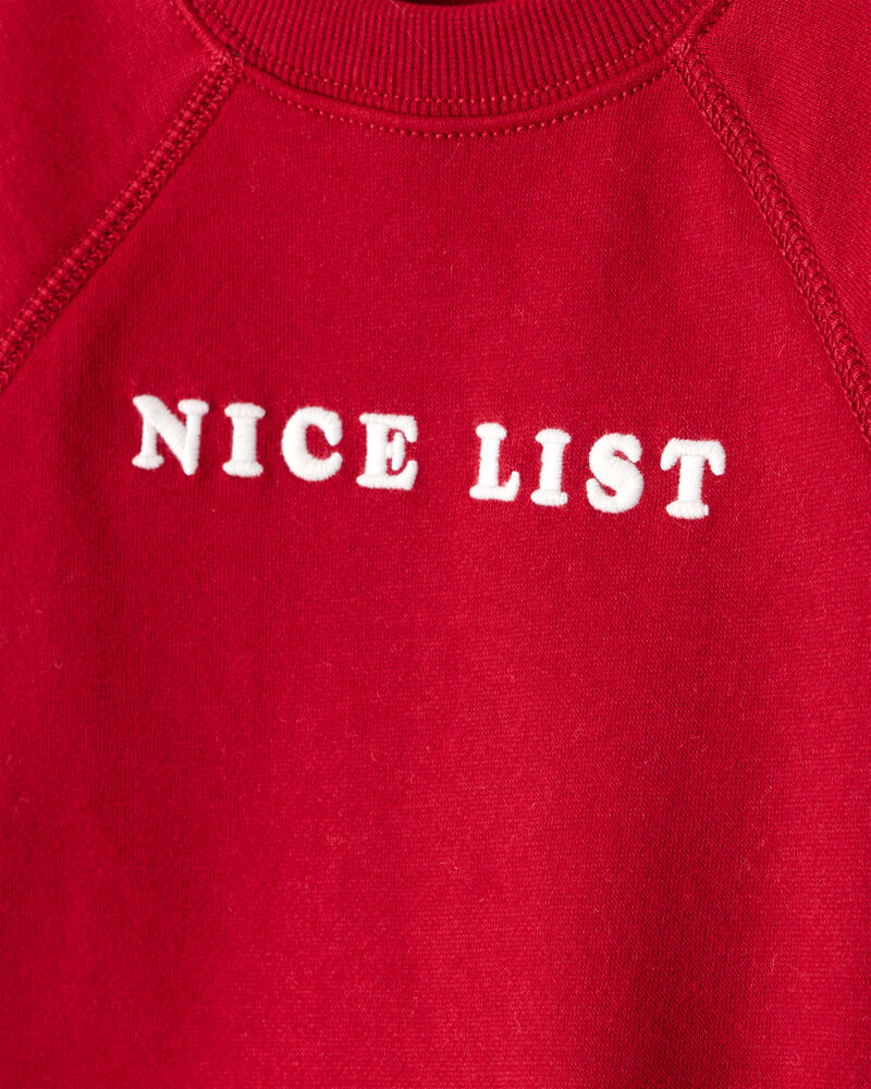 Toddler Boy DayDream Fleece Christmas Nice List Long-Sleeve Pullover Sweatshirt - Red, image 2 of 4 slides