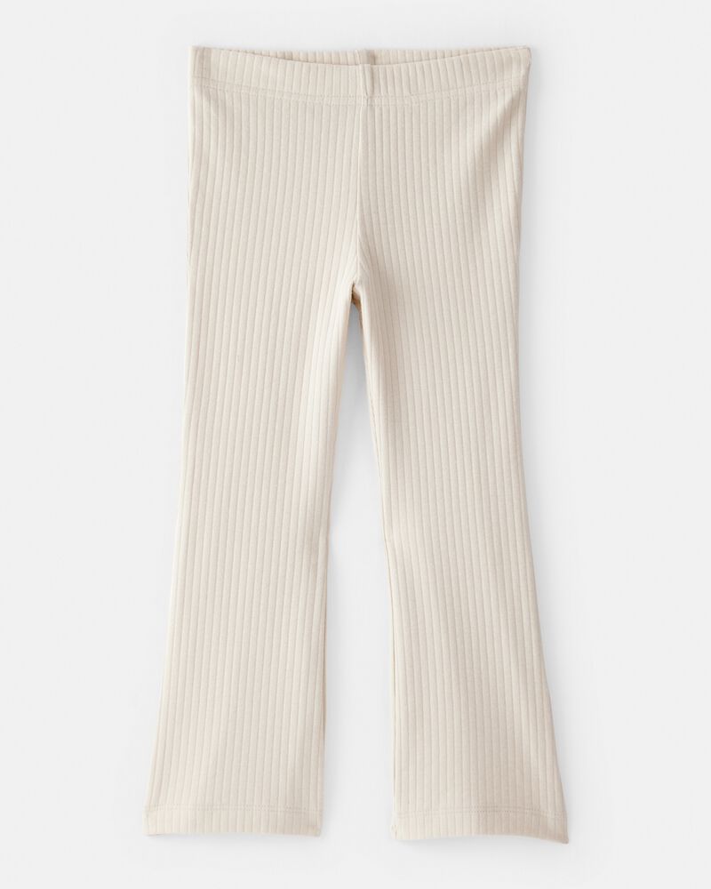 Toddler Girl Rib Pull-On Stretch Flare Leggings - Cream, image 1 of 4 slides