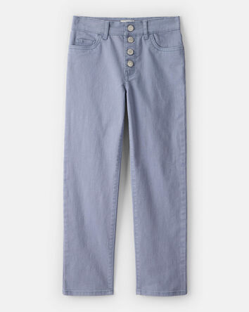 Girls Button-Front Straight Leg Pants - Grey, 