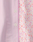 Girls Floral Stripe Short-Sleeve Loose Fit 2-Piece pyjama Set - Pink, image 4 of 5 slides
